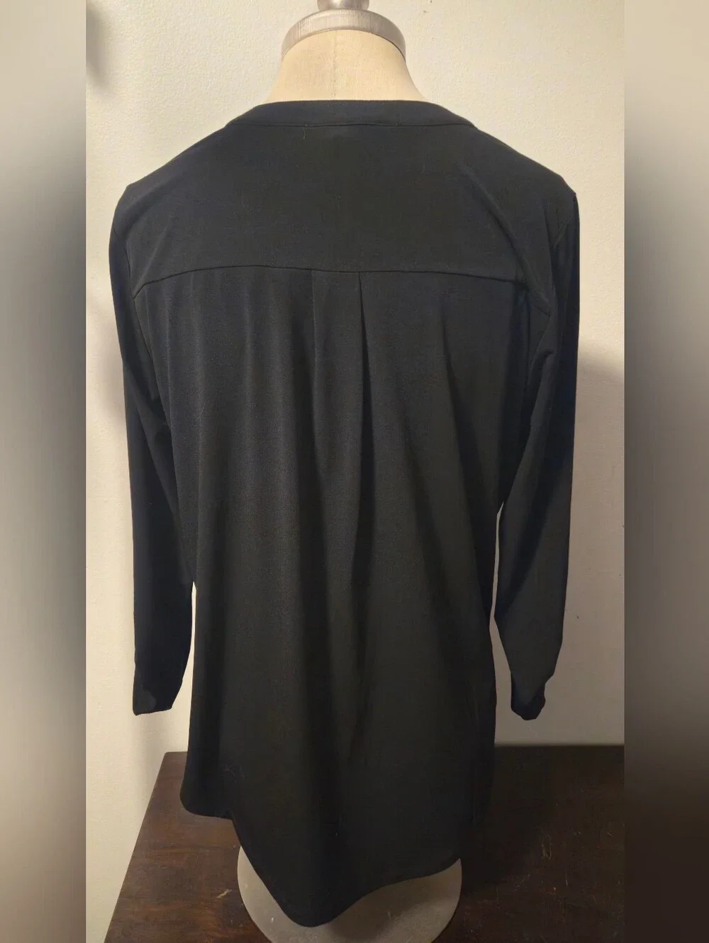 Michael Kors Black Long Sleeve  V-neck Zip Front Tunic Medium